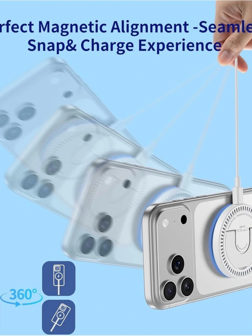 Wireless Magnetic Charging Pad with Phone Stand - Blue